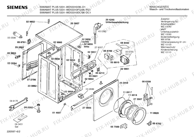 Взрыв-схема стиральной машины Siemens WD53310DC SIWAMAT PLUS 5331 - Схема узла 02