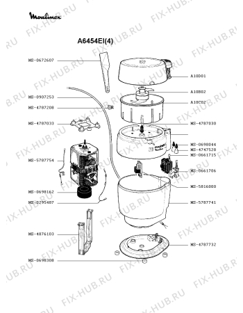 Взрыв-схема кухонного комбайна Moulinex A6454EI(4) - Схема узла 8P001206.8P3