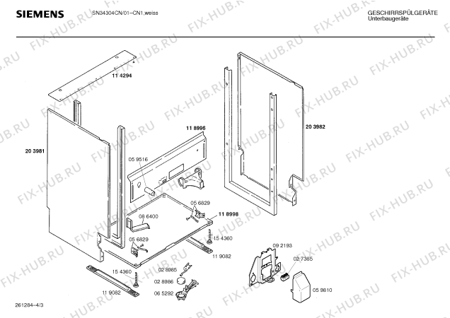 Схема №3 SN34304CN с изображением Передняя панель для посудомойки Siemens 00282609