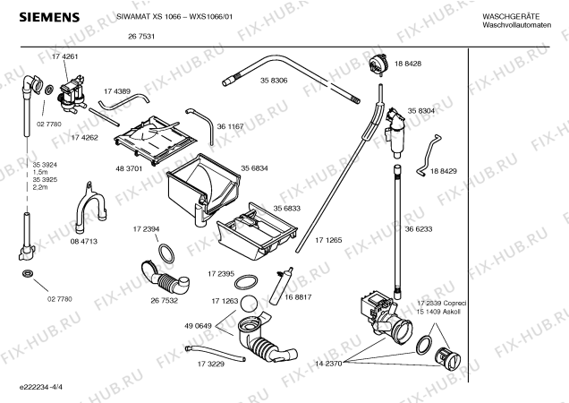 Взрыв-схема стиральной машины Siemens WXS1066EU SIEMENS SIWAMAT XS1066 - Схема узла 04