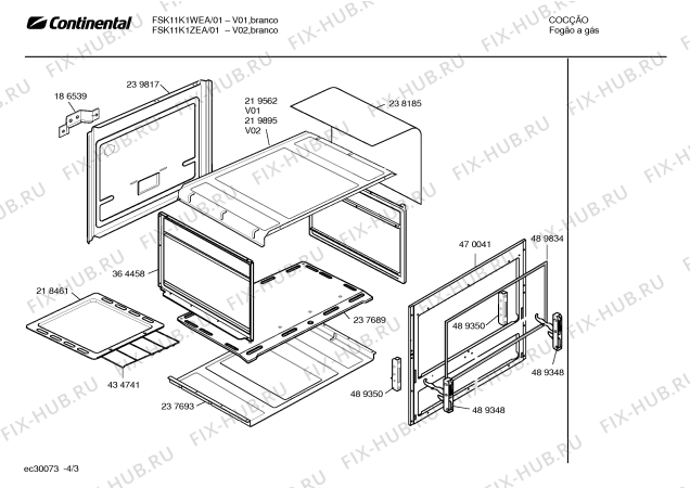 Взрыв-схема плиты (духовки) Continental FSK11K1WEA SPAZIO II CKD - Схема узла 03