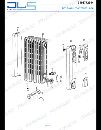 Схема №1 TRH0715CA с изображением Прерыватель для ветродува DELONGHI 5210810151