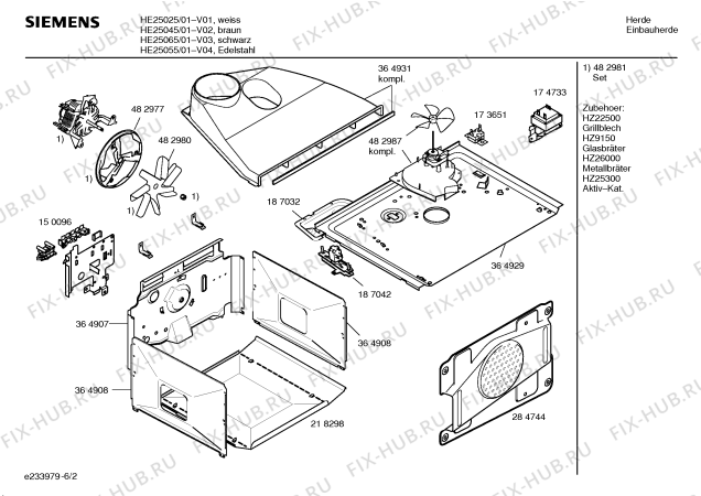 Схема №3 HE25065 с изображением Инструкция по эксплуатации для плиты (духовки) Siemens 00500085