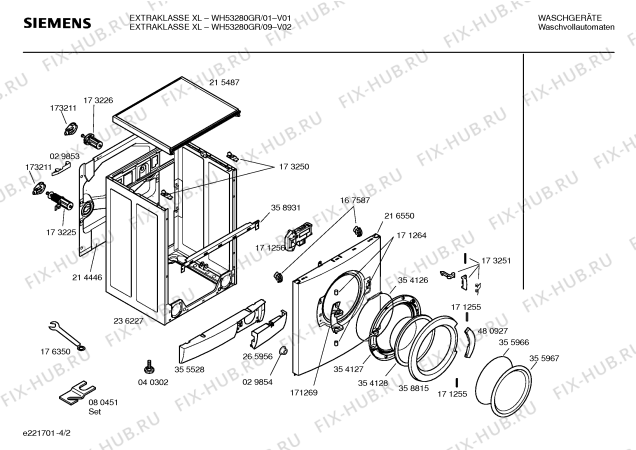 Схема №3 WH53280GR XTRAKLASSE XL Cashmere & Silk с изображением Инструкция по установке и эксплуатации для стиралки Siemens 00528146