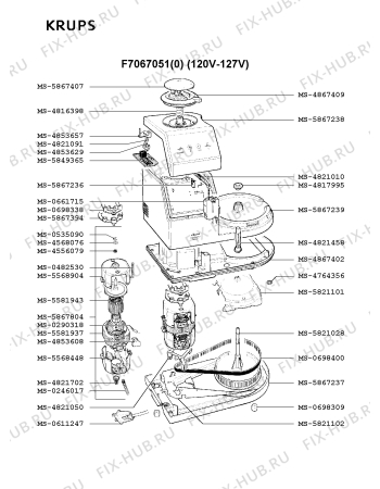 Взрыв-схема кухонного комбайна Krups F7067051(0) - Схема узла 6P000353.4P2