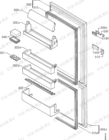 Взрыв-схема холодильника Zanussi ZR220/100N - Схема узла Door 003