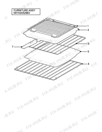Взрыв-схема плиты (духовки) Zanussi ZHQ575X - Схема узла H10 Furniture