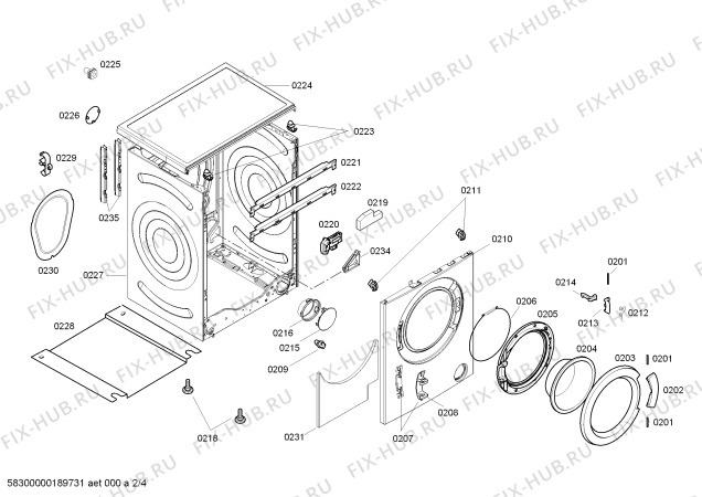 Схема №3 WM08X0R00W iQ100 6kg с изображением Корпус для стиральной машины Siemens 00713997