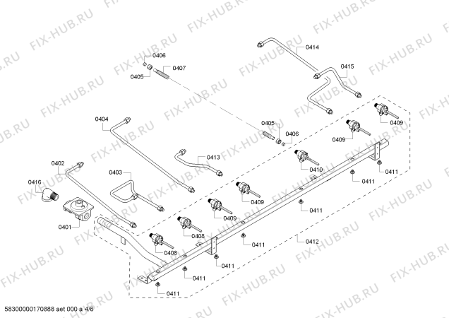 Схема №2 PC486GLBS с изображением Коллектор для плиты (духовки) Bosch 00663744