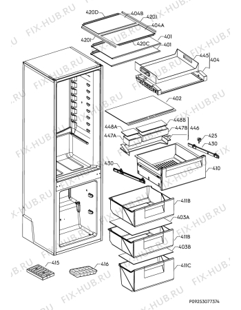 Взрыв-схема холодильника Electrolux IK2670BNR - Схема узла Internal parts