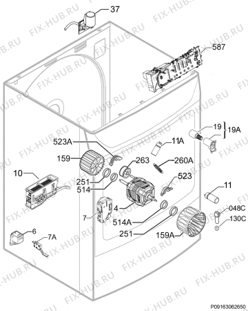 Взрыв-схема сушильной машины Electrolux EDC77557W - Схема узла Electrical equipment 268