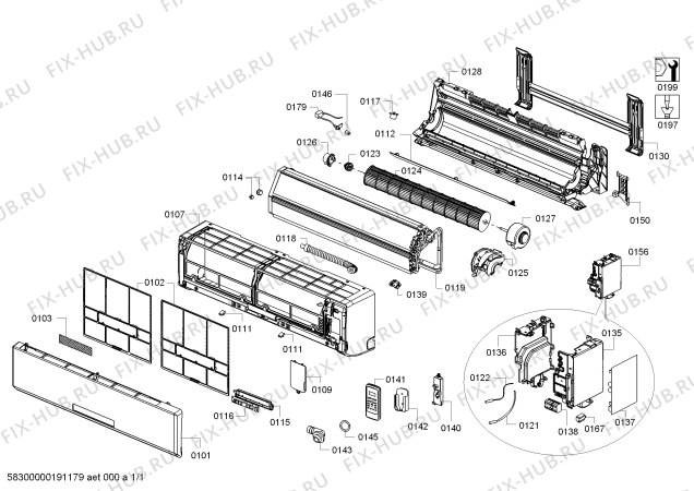 Схема №1 S1ZDI18800 18000 BTU.İNDOOR с изображением Модуль материнской платы для сплит-системы Siemens 12011003