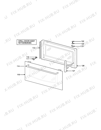 Взрыв-схема плиты (духовки) Parkinson Cowan CSG427XN - Схема узла H10 Grill door assy