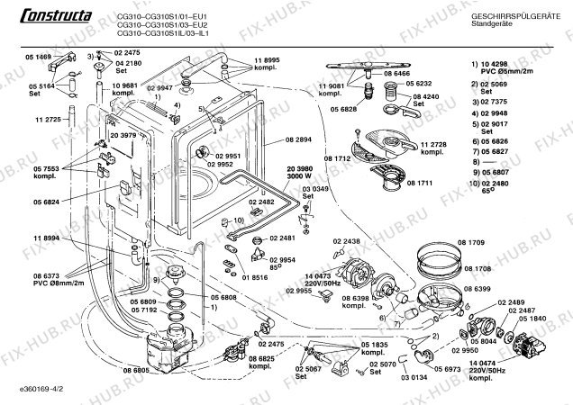 Взрыв-схема посудомоечной машины Constructa CG310S1IL CG310 - Схема узла 02