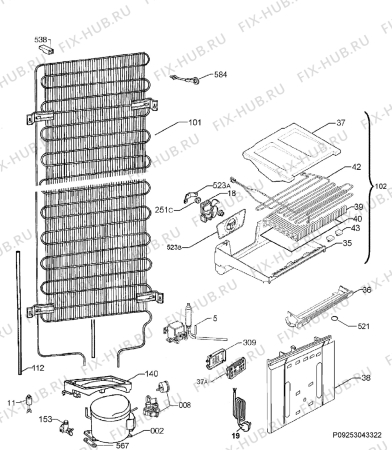 Взрыв-схема холодильника Husqvarna Electrolux QT4609RK - Схема узла Cooling system 017