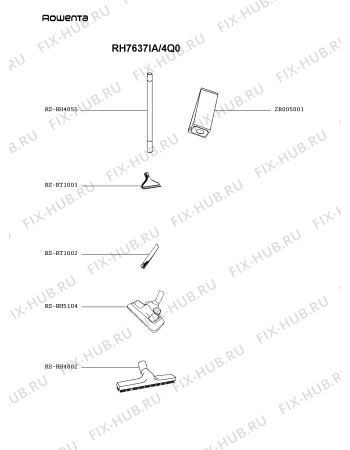 Взрыв-схема пылесоса Rowenta RH7637IA/4Q0 - Схема узла UP004074.6P2