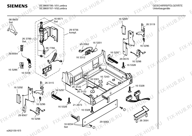 Схема №5 SE28292 OPTIMA 282 с изображением Инструкция по эксплуатации для электропосудомоечной машины Siemens 00520118