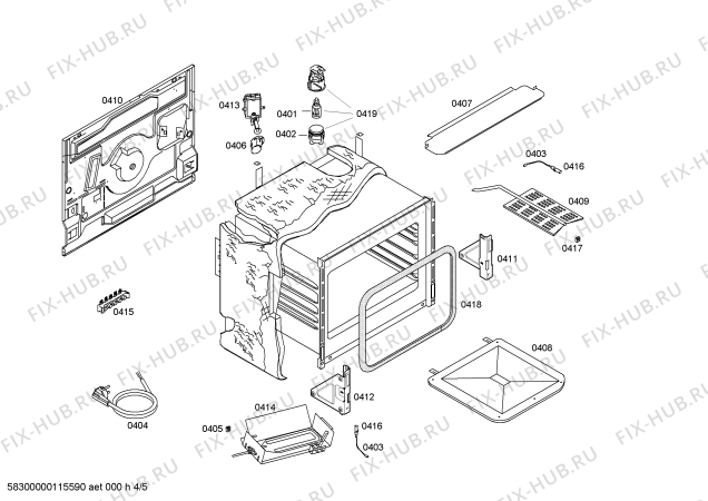 Взрыв-схема плиты (духовки) Bosch HSG222020R - Схема узла 04