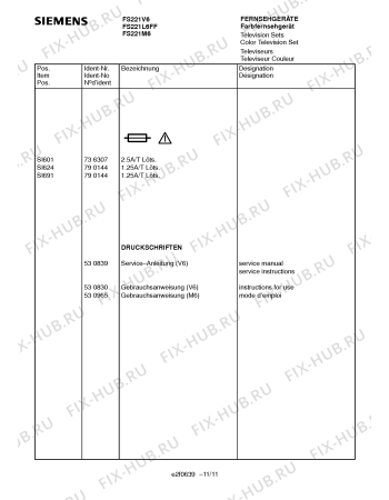 Схема №8 FS221M6 с изображением Инструкция по эксплуатации для телевизора Siemens 00530965