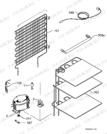 Взрыв-схема холодильника Nordland NVT9392 - Схема узла Cooling system 017