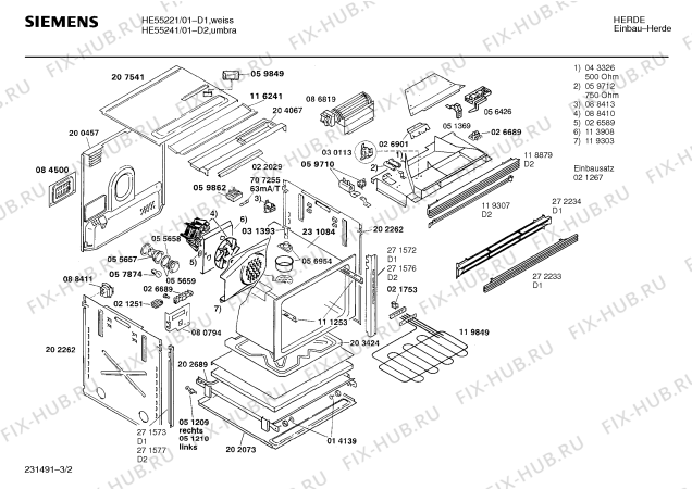 Взрыв-схема плиты (духовки) Siemens HE55241 - Схема узла 02