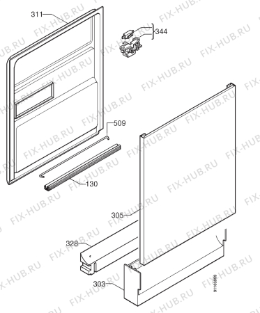 Взрыв-схема посудомоечной машины Faure LVN366 - Схема узла Door 003