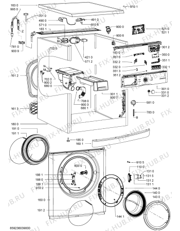 Схема №1 AWS 50801 с изображением Модуль (плата) для стиралки Whirlpool 481010560021