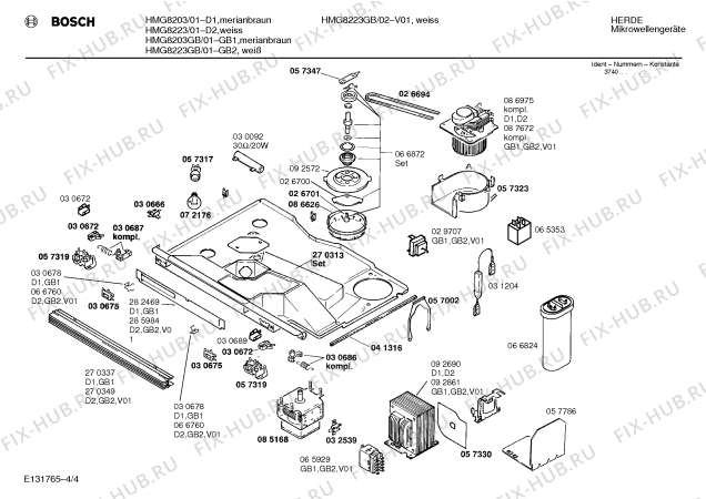 Взрыв-схема микроволновой печи Bosch HMG8223 - Схема узла 04