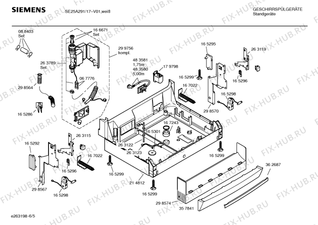 Взрыв-схема посудомоечной машины Siemens SE25A291 - Схема узла 05