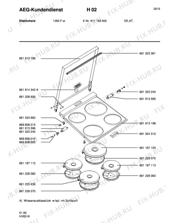 Взрыв-схема плиты (духовки) Aeg 1050F-W - Схема узла Section1