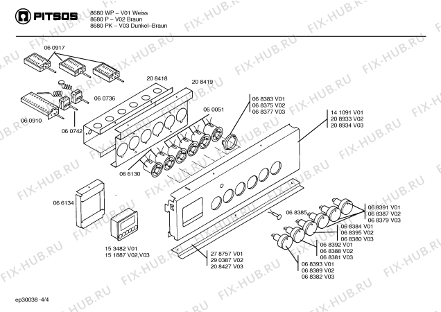 Схема №3 7680PK с изображением Переключатель для электропечи Bosch 00068379