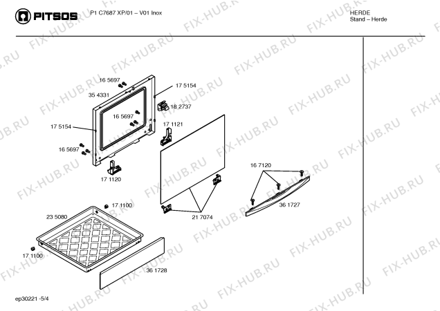 Схема №3 P1C7687XP с изображением Планка для электропечи Bosch 00361725