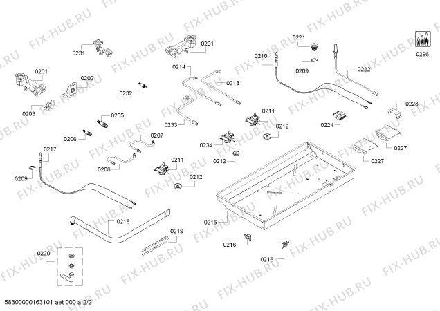 Взрыв-схема плиты (духовки) Bosch PBD9331MS - Схема узла 02