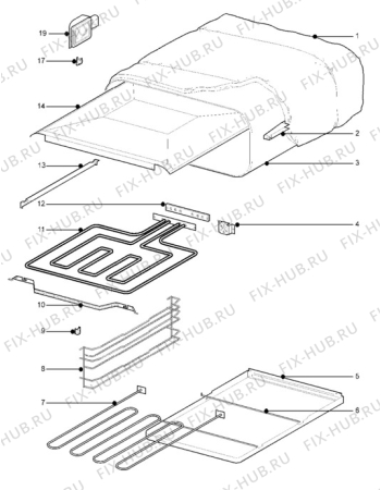 Взрыв-схема плиты (духовки) Electrolux ESI525B - Схема узла H10 Grill cavity assy