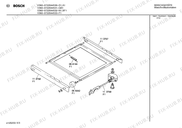 Взрыв-схема стиральной машины Bosch 0722044531 V360 - Схема узла 03