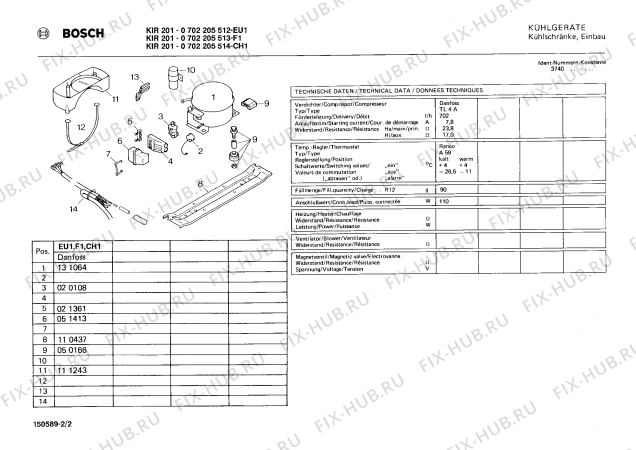 Взрыв-схема холодильника Bosch 0702205513 KIR201 - Схема узла 02