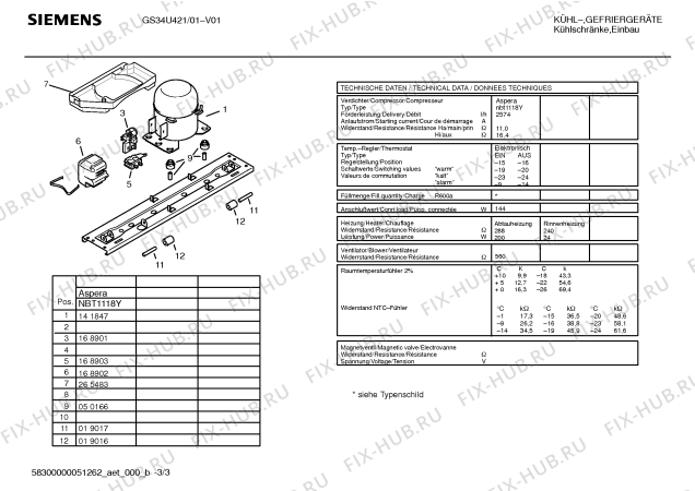 Взрыв-схема холодильника Siemens GS34U421 - Схема узла 03