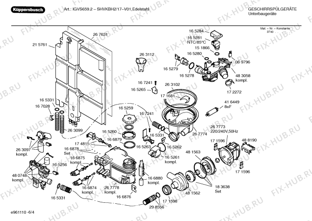 Схема №5 SHVKBH2 IGVS659.2 с изображением Рамка для электропосудомоечной машины Bosch 00362877