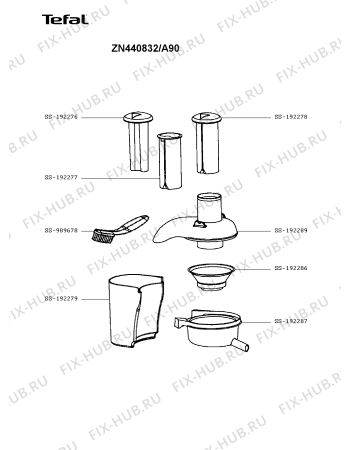 Взрыв-схема соковыжималки Tefal ZN440832/A90 - Схема узла 3P003434.7P2