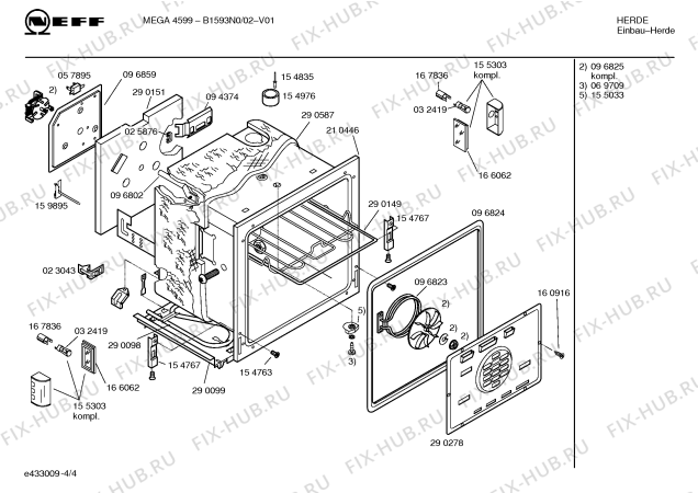 Схема №2 B1593N0GB B1593 с изображением Набор кнопок для электропечи Bosch 00168583