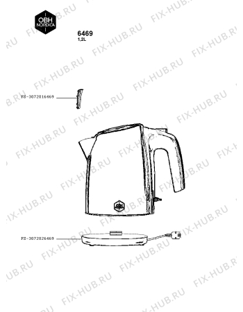 Схема №1 6469 с изображением Корпусная деталь для электрочайника Seb FS-3072026469