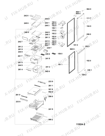 Взрыв-схема холодильника Whirlpool BSNF9782OX1 (F155987) - Схема узла