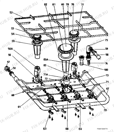 Взрыв-схема плиты (духовки) Faure FG345 - Схема узла Section 5