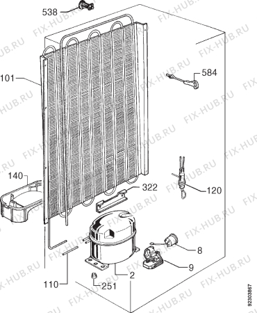 Взрыв-схема холодильника Zanussi ZFC84L - Схема узла Cooling system 017