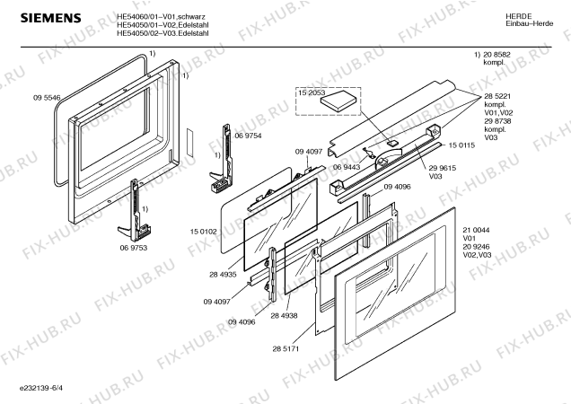 Схема №4 HE54020 с изображением Инструкция по эксплуатации для плиты (духовки) Siemens 00518229