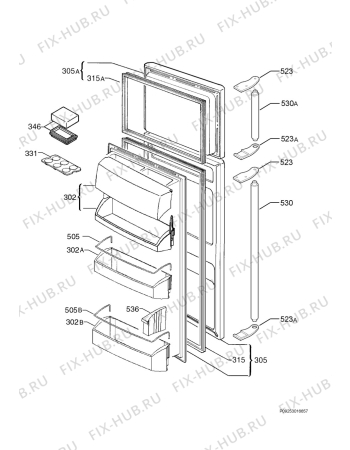 Взрыв-схема холодильника Aeg Electrolux S70288DT - Схема узла Door 003