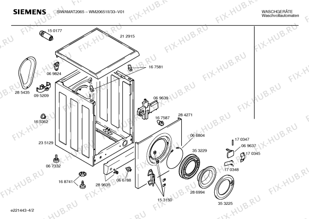 Схема №2 WM20651II SIWAMAT 2065 с изображением Кабель для стиралки Siemens 00354528