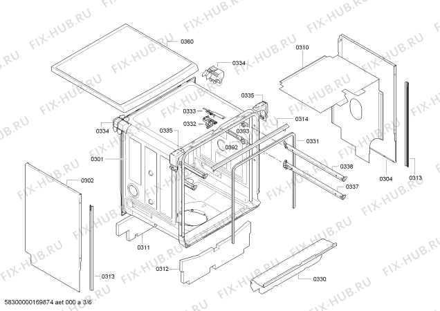 Схема посудомоечной машины Bosch SMS58M62FF SilencePlus - tp3 - Схема узла 03 Взрыв-схема посудомоечной машины Bosch SMS58M62FF SilencePlus - tp3 - Схема узла 03