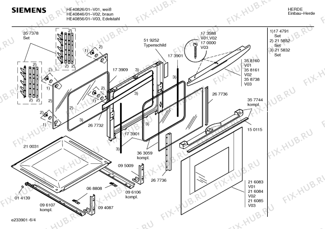 Схема №4 HE40826 Siemens с изображением Инструкция по эксплуатации для плиты (духовки) Siemens 00529547