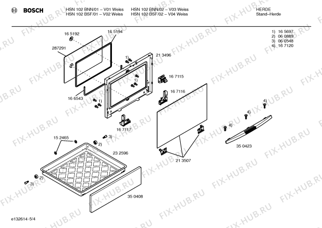 Взрыв-схема плиты (духовки) Bosch HSN102BSF - Схема узла 04